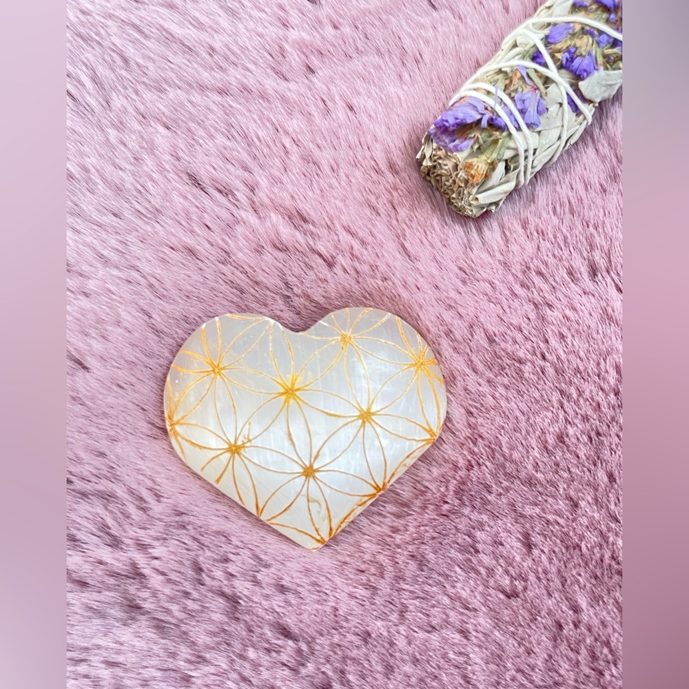 Flower of life Selenite heart
